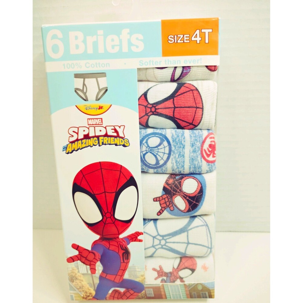 Handcraft Marvel Spidey Spider-Man Boys 6-brief Cotton Briefs Underwear 4T